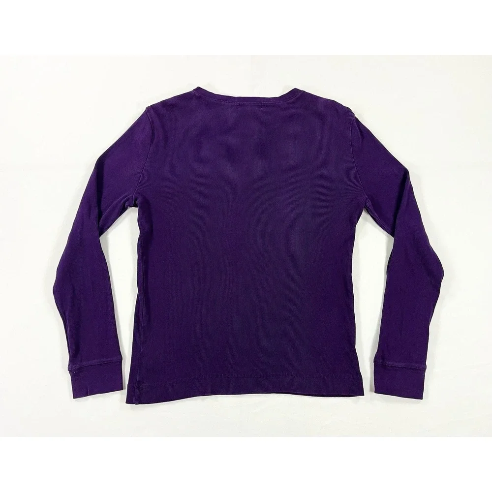 Lauren Ralph Lauren Women's L Purple Knit Shirt Shoulder Zip Suede Elbow Patch - Picture 2 of 9